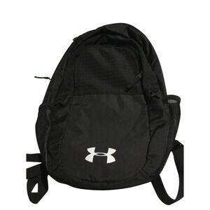 Under Armour Black Backpack UA Logo Mesh Pockets School Travel